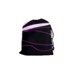 Purple, white and black lines Drawstring Pouches (Small) 