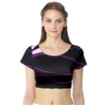 Purple, white and black lines Short Sleeve Crop Top (Tight Fit)