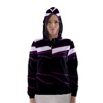 Purple, white and black lines Hooded Wind Breaker (Women)