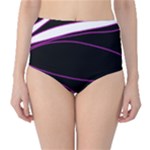 Purple, white and black lines High-Waist Bikini Bottoms