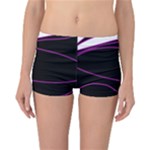 Purple, white and black lines Reversible Boyleg Bikini Bottoms