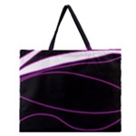 Purple, white and black lines Zipper Large Tote Bag