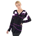 Purple, white and black lines Women s Tie Up Tee