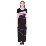 Purple, white and black lines Short Sleeve Maxi Dress