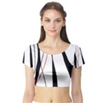 Red, white and black elegant design Short Sleeve Crop Top (Tight Fit)