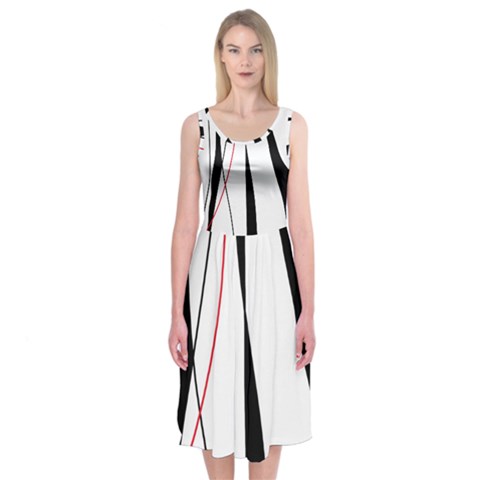 Red, white and black elegant design Midi Sleeveless Dress from ZippyPress