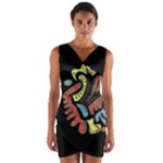Colorful abstract spot Wrap Front Bodycon Dress