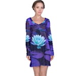 Lotus Flower Magical Colors Purple Blue Turquoise Long Sleeve Nightdress