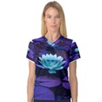 Lotus Flower Magical Colors Purple Blue Turquoise Women s V-Neck Sport Mesh Tee