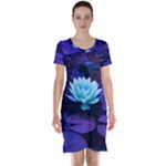Lotus Flower Magical Colors Purple Blue Turquoise Short Sleeve Nightdress