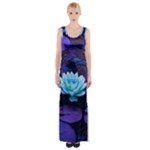 Lotus Flower Magical Colors Purple Blue Turquoise Maxi Thigh Split Dress