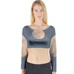The Moon and blue sky Long Sleeve Crop Top