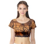 Colorful Sunset Short Sleeve Crop Top (Tight Fit)