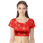 Red Xmas desing Short Sleeve Crop Top (Tight Fit)