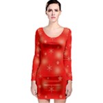 Red Xmas desing Long Sleeve Bodycon Dress