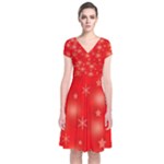 Red Xmas desing Short Sleeve Front Wrap Dress