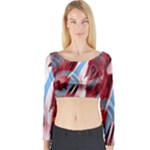 Blue and red smoke Long Sleeve Crop Top