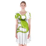 Green lizard Short Sleeve V-neck Flare Dress