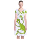 Green lizard Short Sleeve Front Wrap Dress
