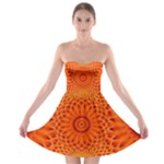 Lotus Fractal Flower Orange Yellow Strapless Bra Top Dress