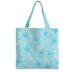 Blue Xmas pattern Zipper Grocery Tote Bag