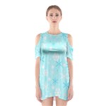 Blue Xmas pattern Cutout Shoulder Dress