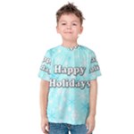 Happy holidays blue pattern Kids  Cotton Tee