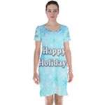 Happy holidays blue pattern Short Sleeve Nightdress