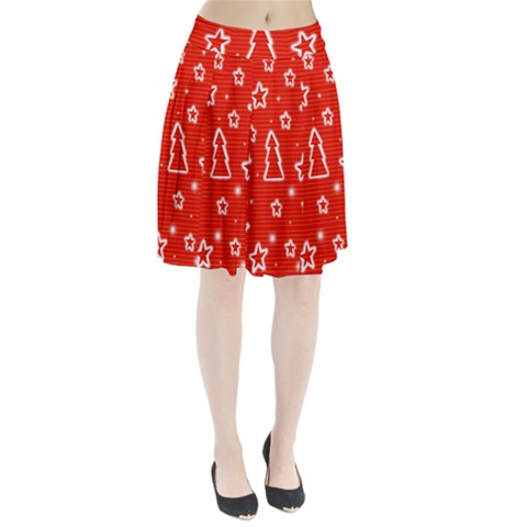 Red Xmas Pleated Skirt from ZippyPress