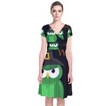 Who is a witch? - green Short Sleeve Front Wrap Dress
