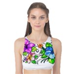 Tropical Hibiscus Flowers Tank Bikini Top