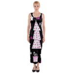Pink playful Xmas Fitted Maxi Dress