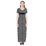 Black and White Tribal Pattern Short Sleeve Maxi Dress