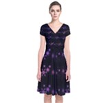 Purple elegant Xmas Short Sleeve Front Wrap Dress