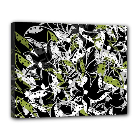 Green floral abstraction Canvas 14  x 11  from ZippyPress