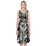 Green floral abstraction Midi Sleeveless Dress