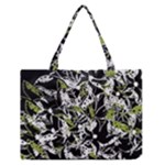 Green floral abstraction Medium Zipper Tote Bag