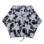 Blue abstract floral design Mini Folding Umbrellas