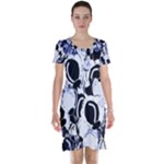 Blue abstract floral design Short Sleeve Nightdress