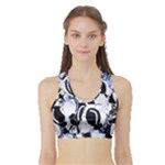 Blue abstract floral design Sports Bra with Border