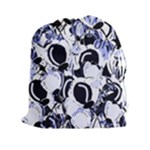 Blue abstract floral design Drawstring Pouches (XXL)