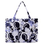 Blue abstract floral design Medium Zipper Tote Bag