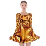 Elegant Gold Copper Shiny Elegant Christmas Star Long Sleeve Skater Dress