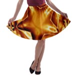 Elegant Gold Copper Shiny Elegant Christmas Star A-line Skater Skirt