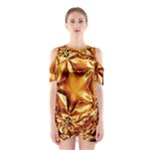 Elegant Gold Copper Shiny Elegant Christmas Star Cutout Shoulder Dress