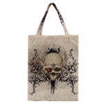 Awesome Skull With Flowers And Grunge Classic Tote Bag