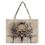 Awesome Skull With Flowers And Grunge Medium Tote Bag