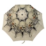 Awesome Skull With Flowers And Grunge Folding Umbrellas