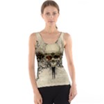 Awesome Skull With Flowers And Grunge Tank Top