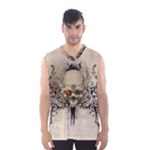 Awesome Skull With Flowers And Grunge Men s Basketball Tank Top